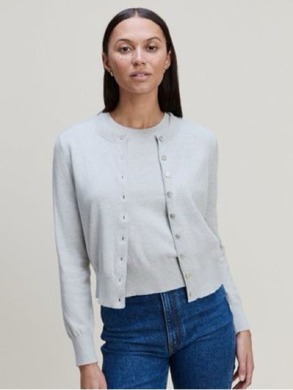 Kilte Collection Cotton/Cashmere Carrie Cardigan (Heather Grey)